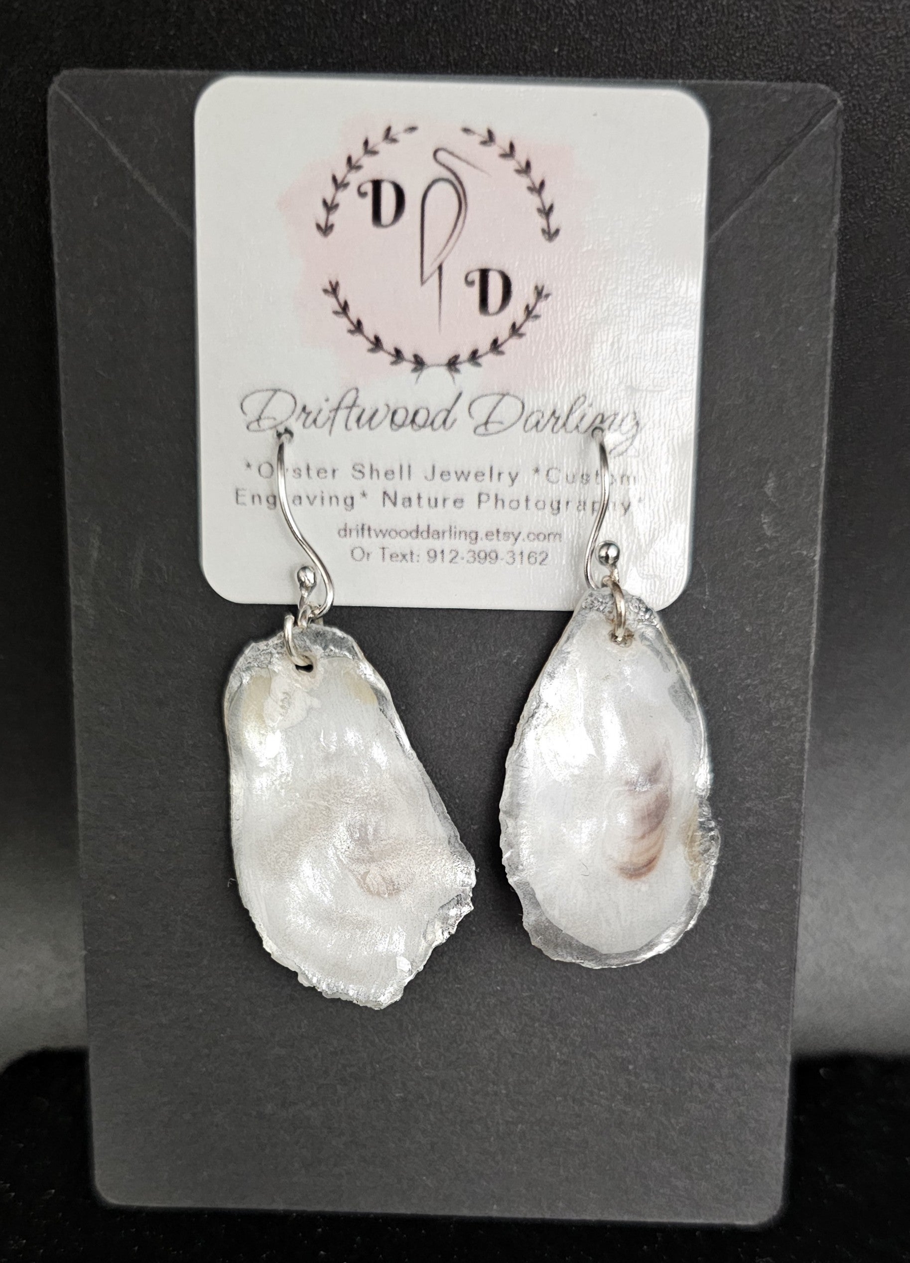 oyster swing earrings④ Sterling Silver Oyster Shell Pearl Dangle Earrings